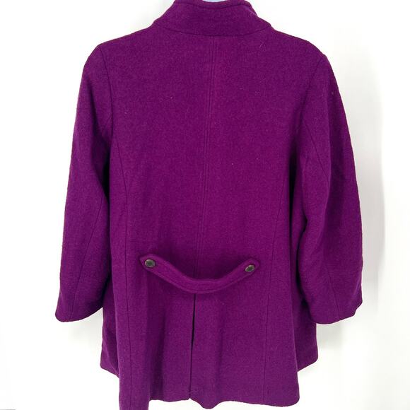 Lands End Womens Fuchsia Boiled Wool Blend Button Up Lined Coat Size 26 W NEW - Picture 3 of 9